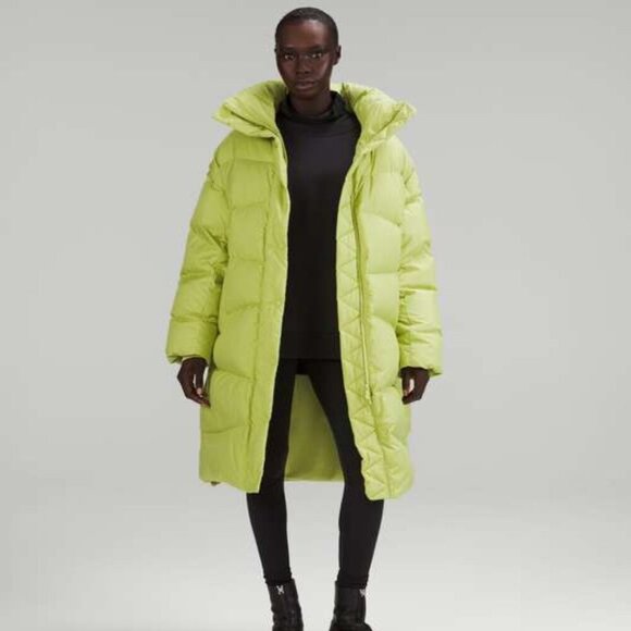Lululemon Long Oversized Down Jacket Puffer Parka Wasabi Green M/L - Picture 3 of 8